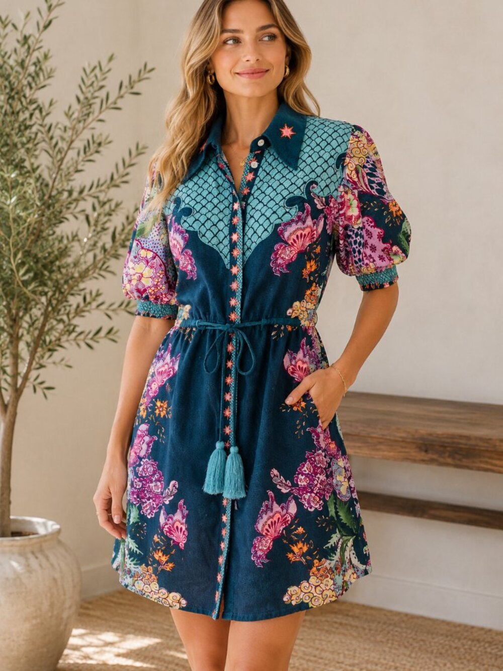 Anna Cate Celia Navy Stargaze Cotton Linen Mini Dress S Tuckernuck